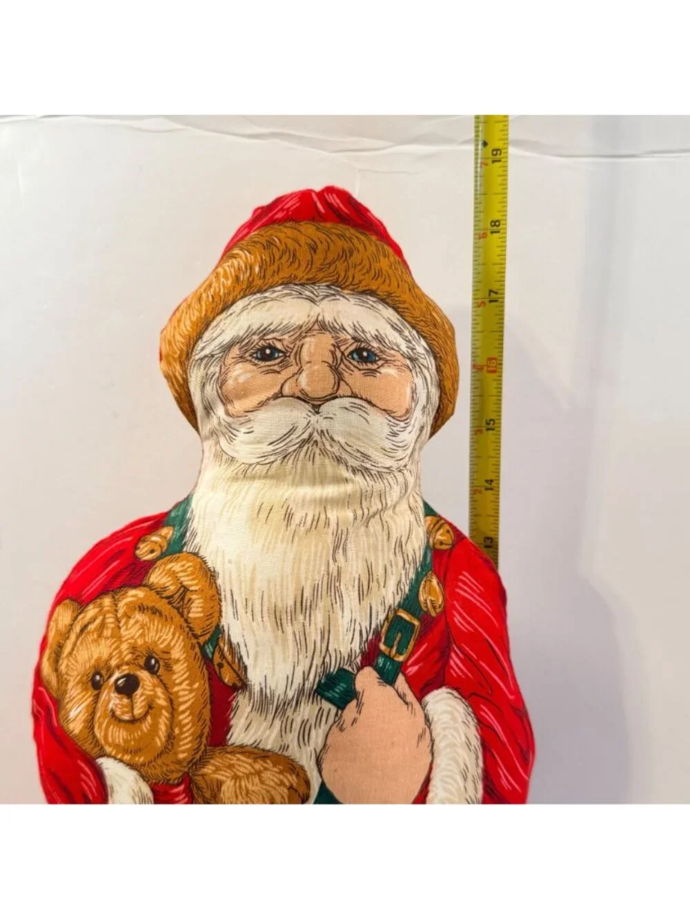 Vintage Fabric Stuffed Santa Christmas Folk Art Country Cut & Sew 18
